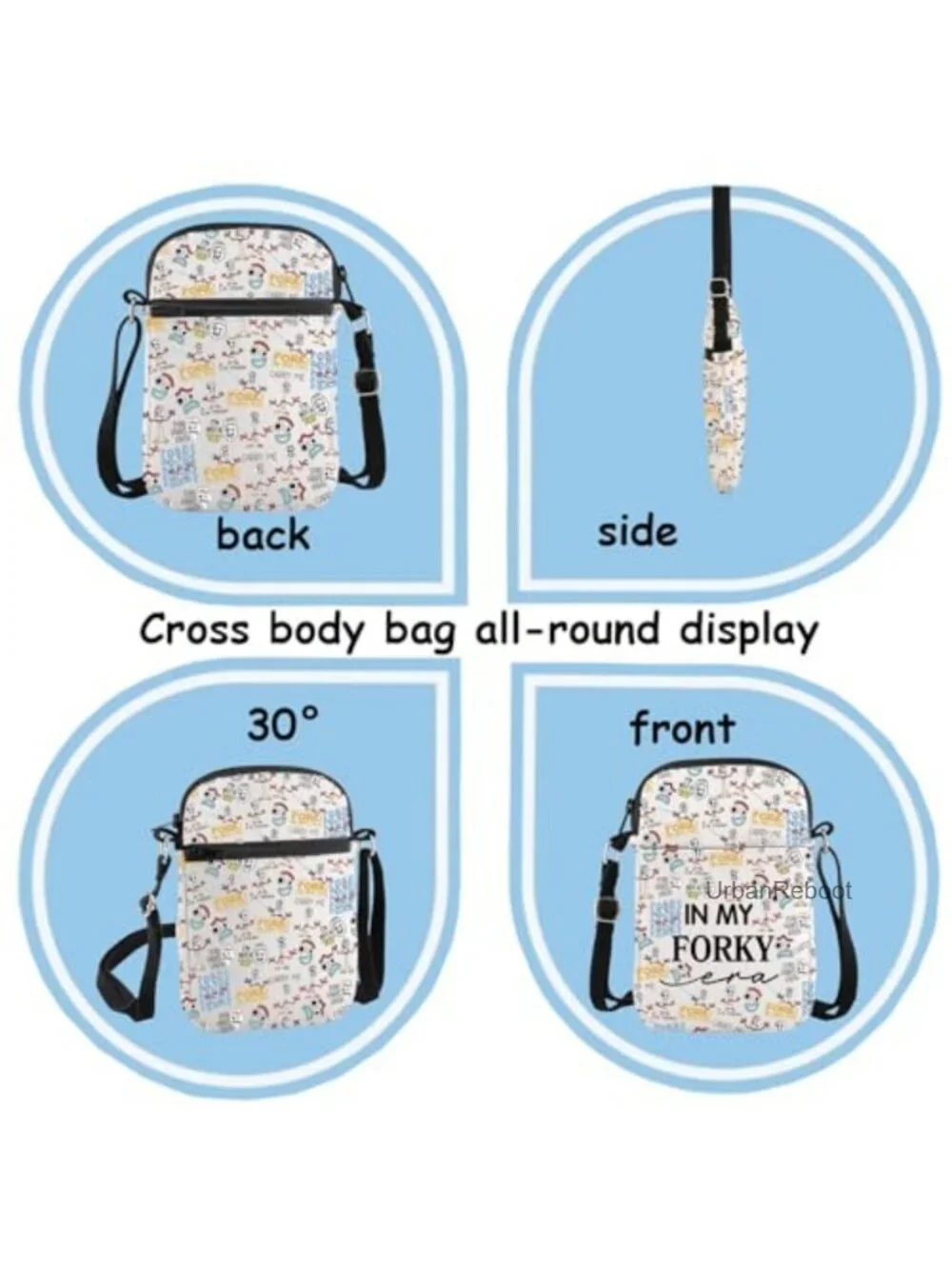 Forky Crossbody Bag Canvas Toy Story Fan Gift Adjustable Strap